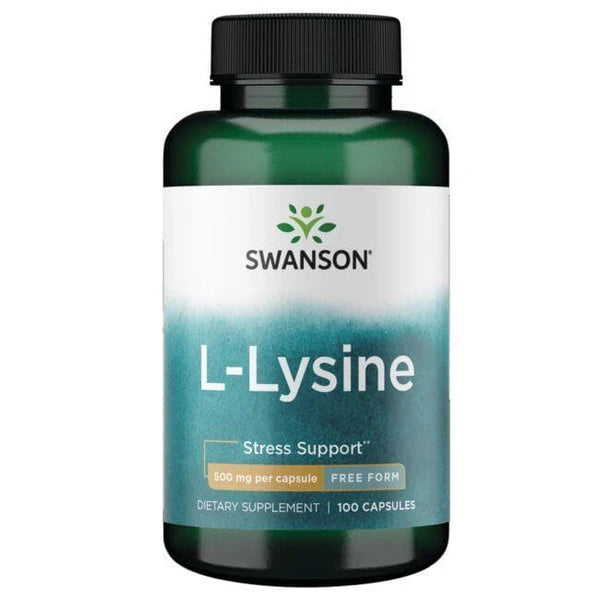 Swanson L-Lysine Stress Support 500 mg Free Form – 100 Capsules