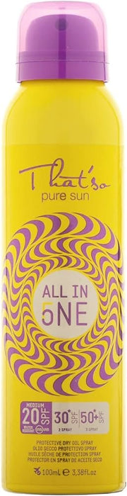 That's ALL IN ONE SPF 20 30 50. Three sun protection filters in one bottle 100 ml.