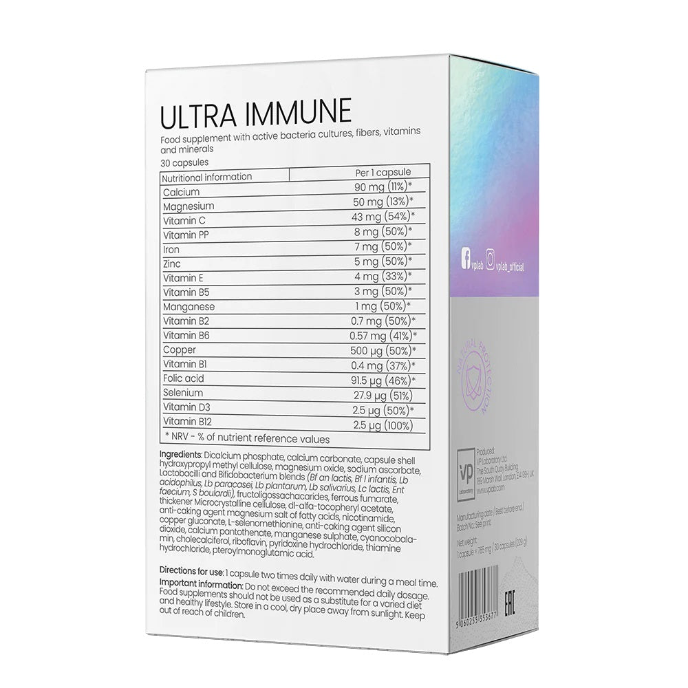 Composition of VP Laboratory Ultra Immune 30 caps