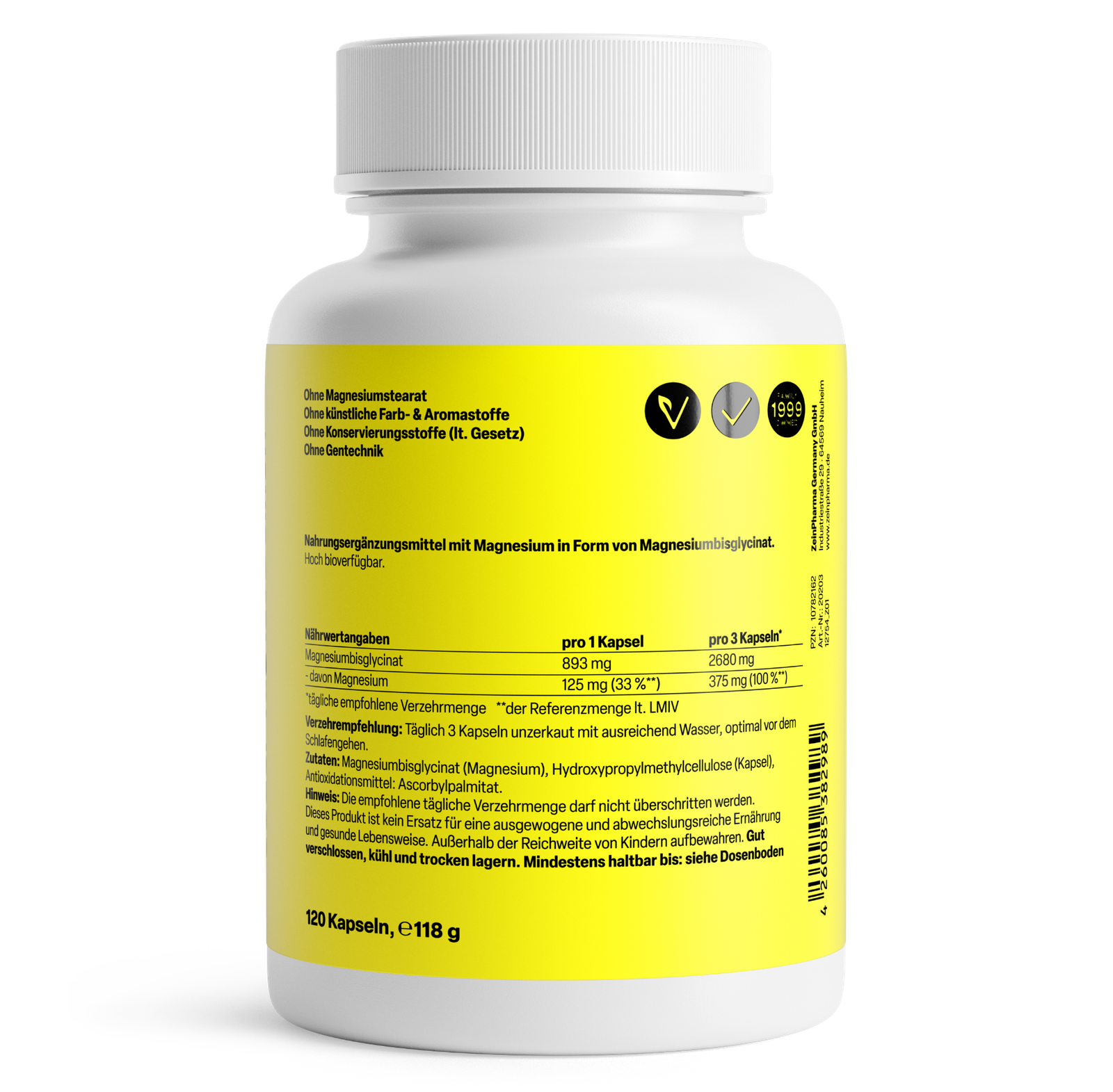 Zein Pharma Magnesium Chelate, 375mg - 120 caps sastāvs
