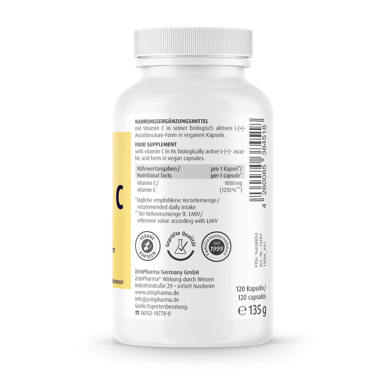 Zein Pharma C vitamīna sastāvs 1000 mg 120 kaps