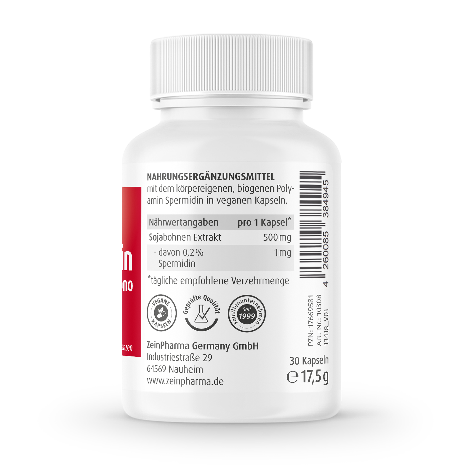 Composition of Zein PharmaSpermidin Mono Capsules 1 mg 30 caps